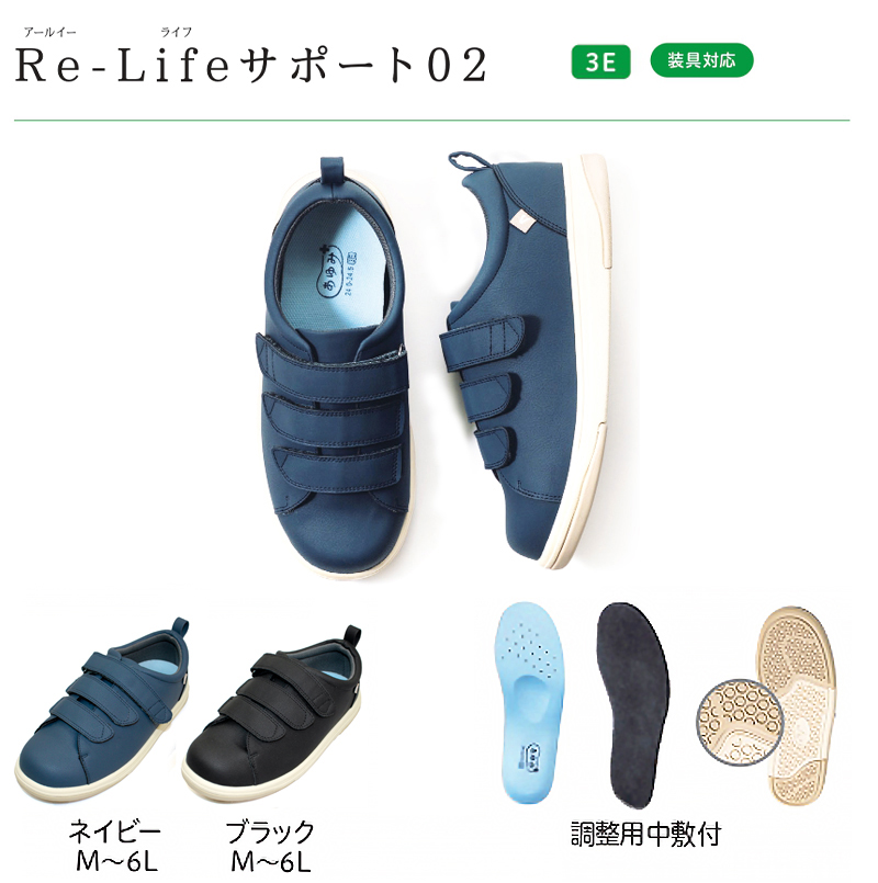 8周年記念イベントが Re-Life アールイーライフ サポート02 7505 7E 片足 LL ブラック 右足 徳武産業 